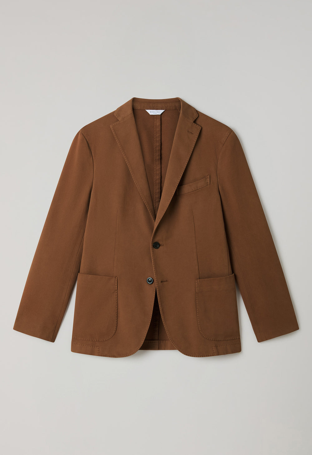 Braune, stückgefärbte K-Jacket aus weicher Baumwolle