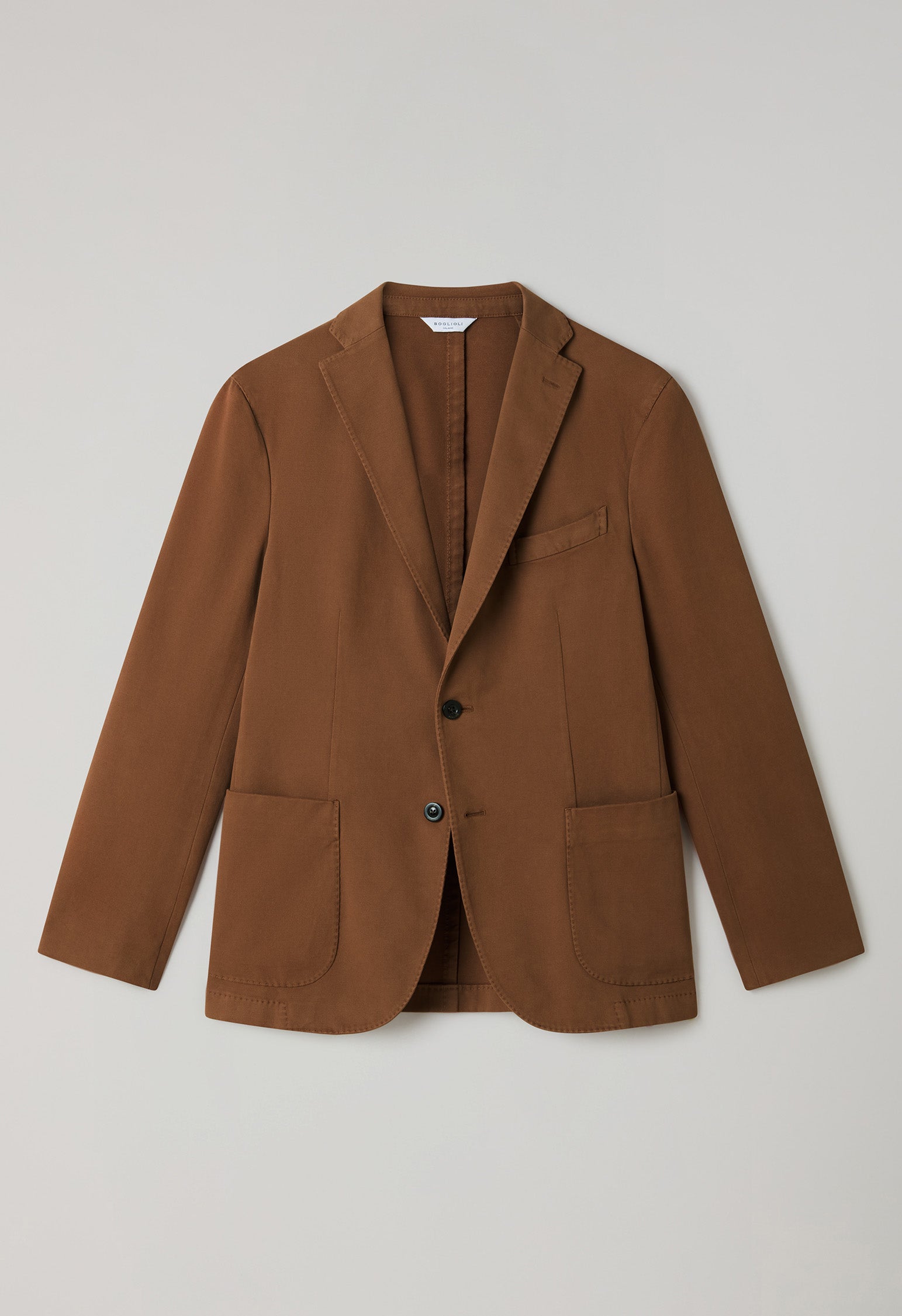 Braune, stückgefärbte K-Jacket aus weicher Baumwolle