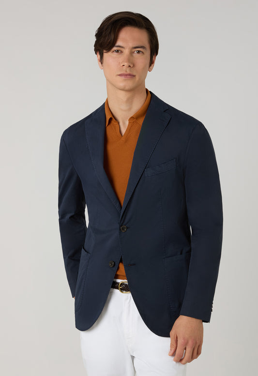 Blaue stückgefärbte K-Jacket aus Baumwolle