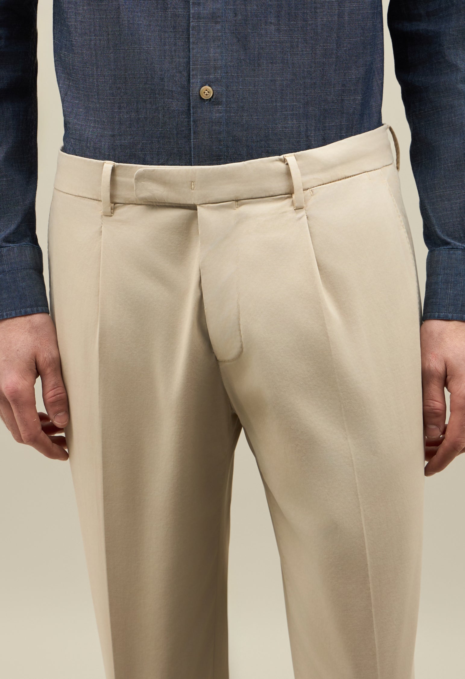 Beige Garment Dyed Cotton K-Suit