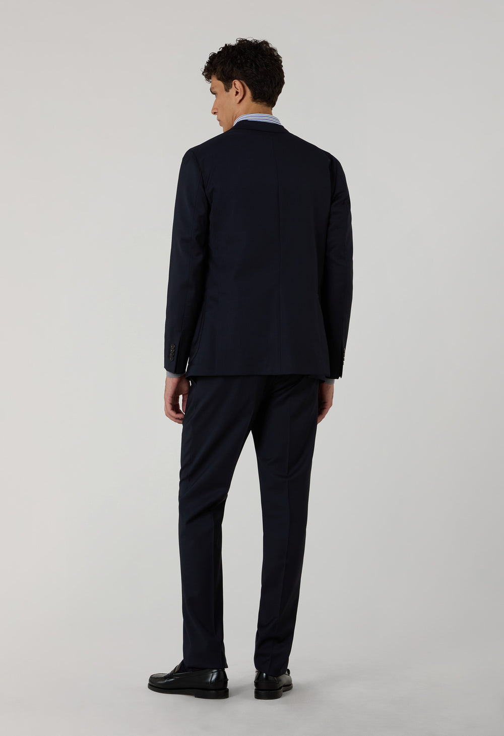 Dunkelblauer K-Jacket-Anzug aus leichter Stretchwolle