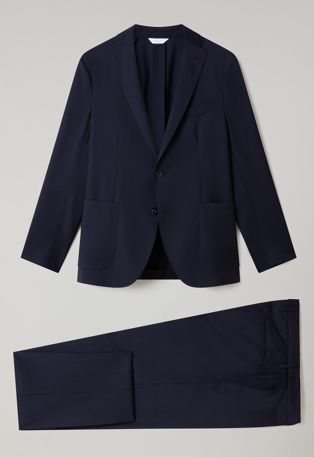 Dunkelblauer K-Jacket-Anzug aus leichter Stretchwolle