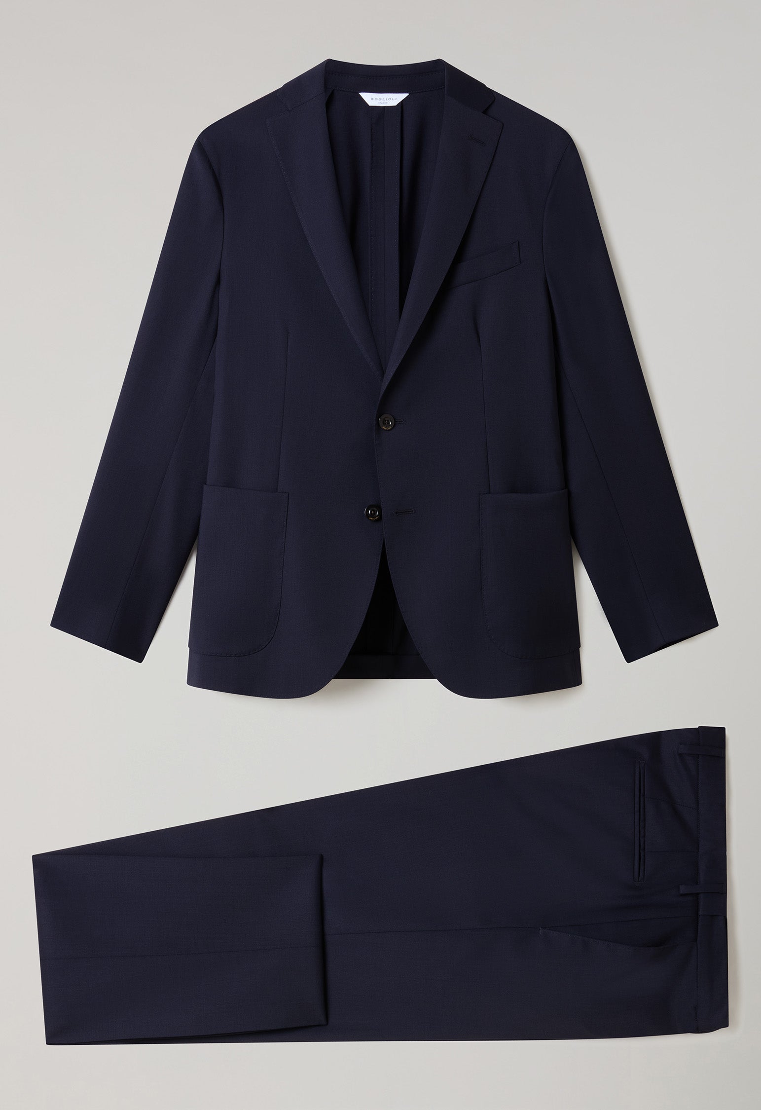 Dunkelblauer K-Jacket-Anzug aus leichter Stretchwolle