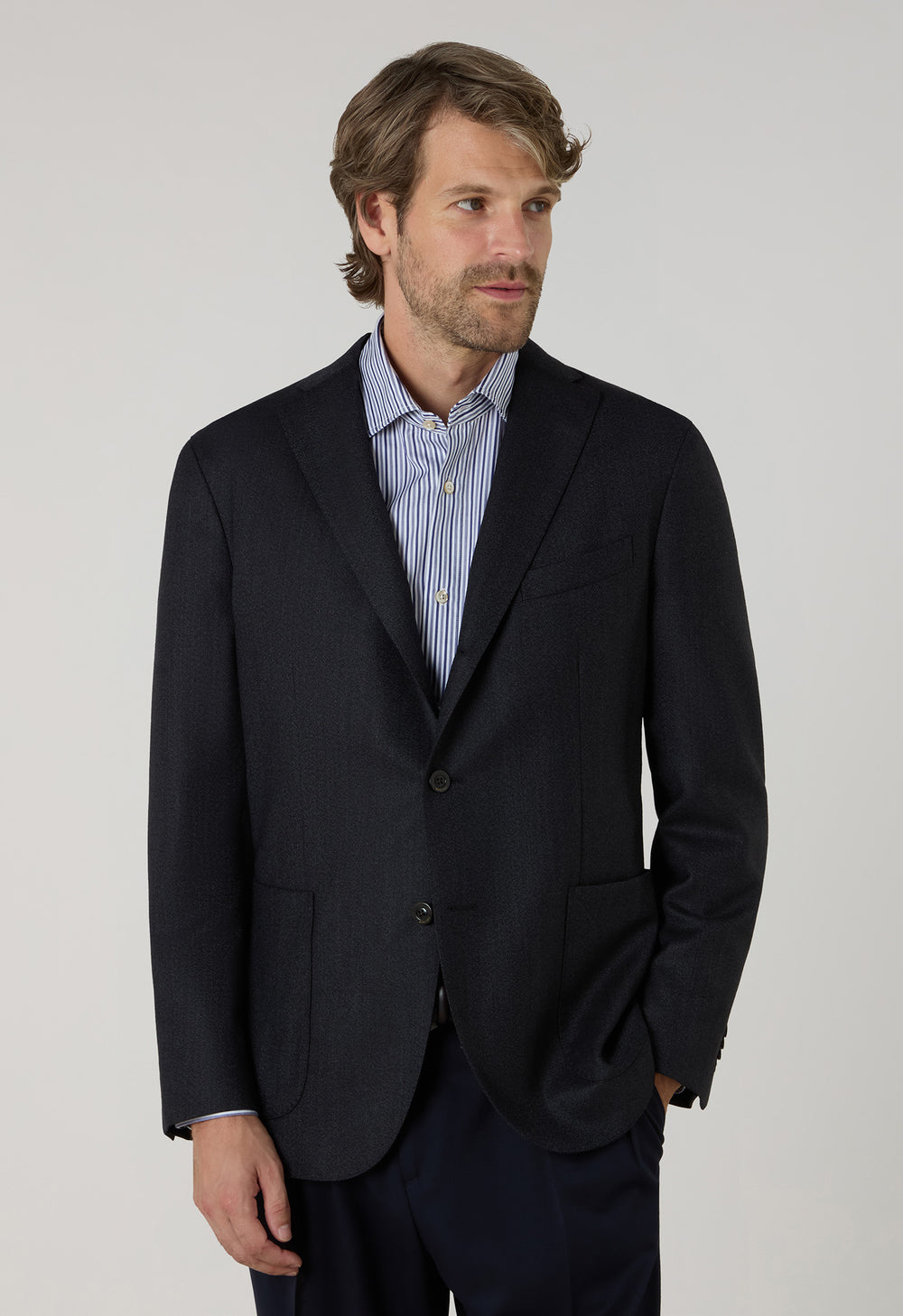 K-Jacket in lana Hopsack grigia scura