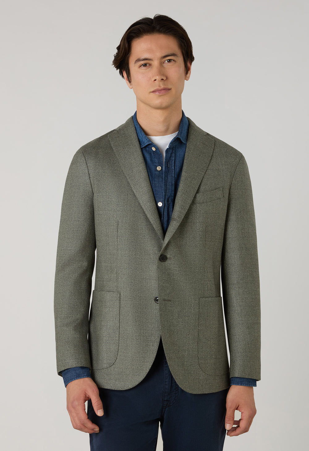 K-Jacket in lana con micro-struttura verde