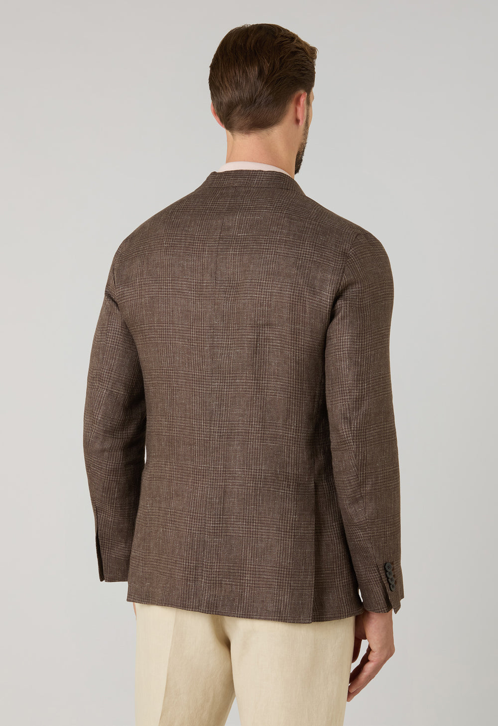 Brown Linen Prince of Wales K-Jacket