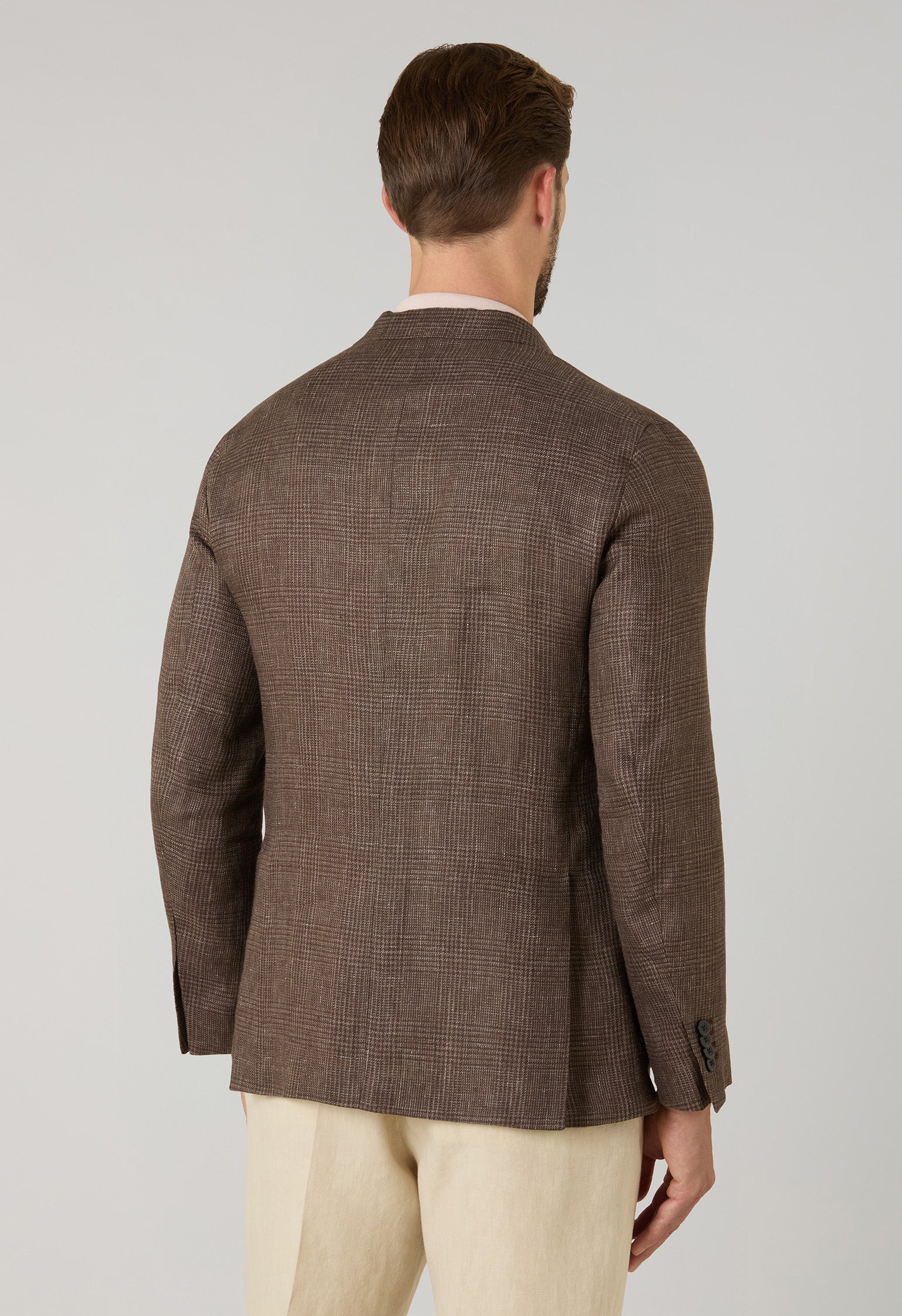 K-Jacket in lino Principe di Galles marrone