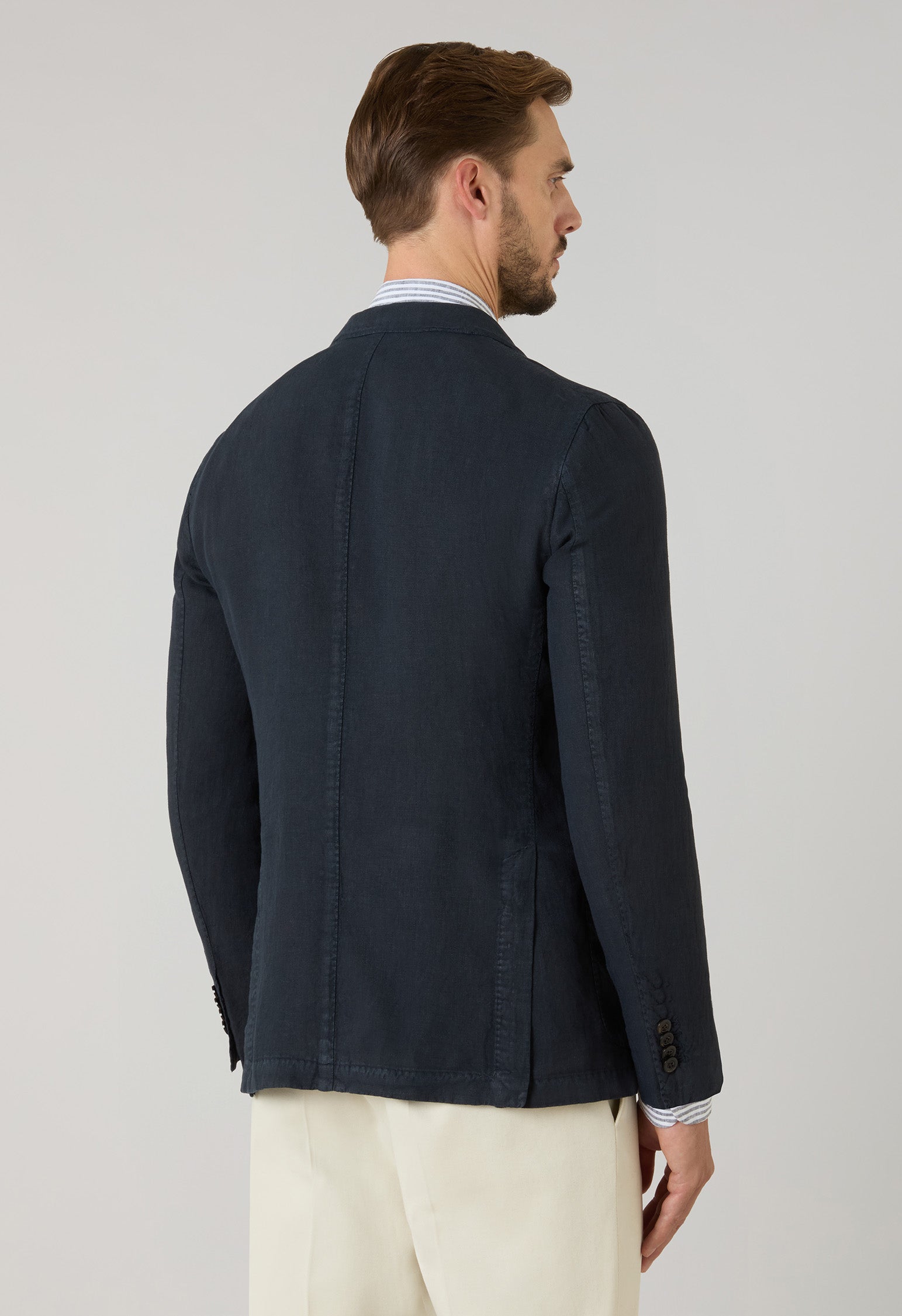 K-Jacket in lino tinto in capo blu