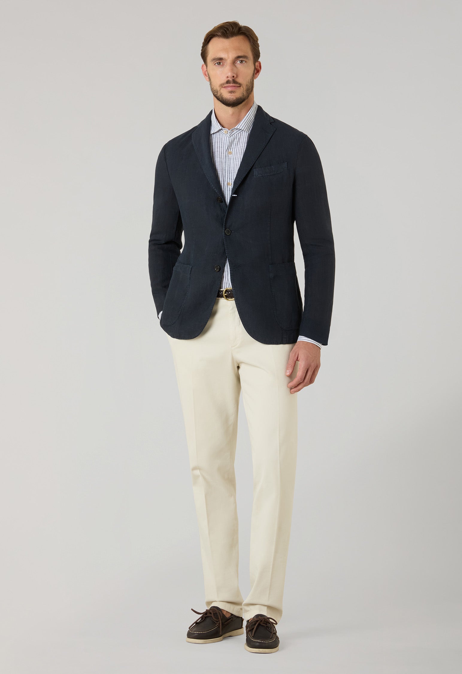 Blue Garment Dyed Linen K-Jacket