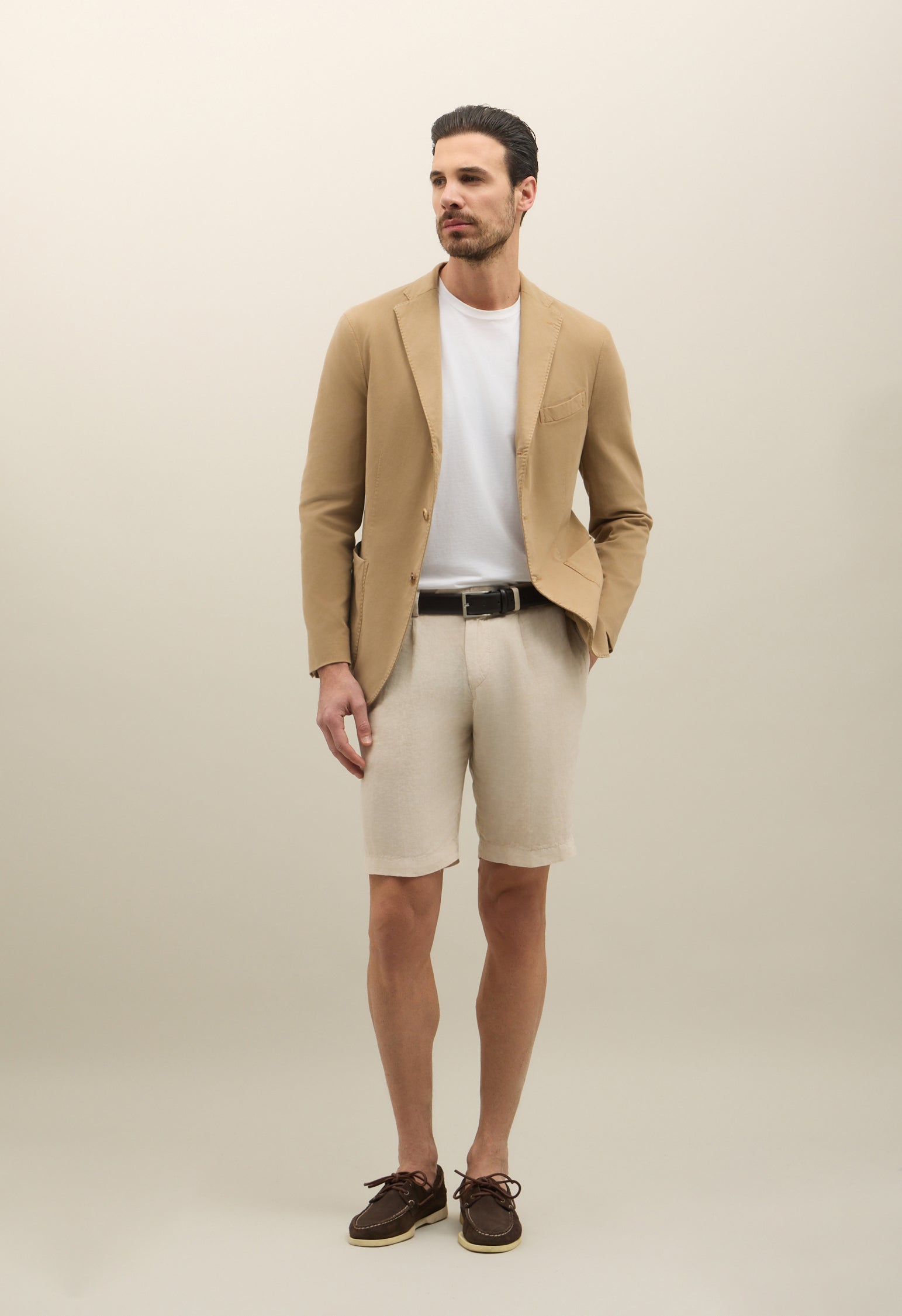 K-Jacket in cotone e tencel tinto in capo marrone chiaro