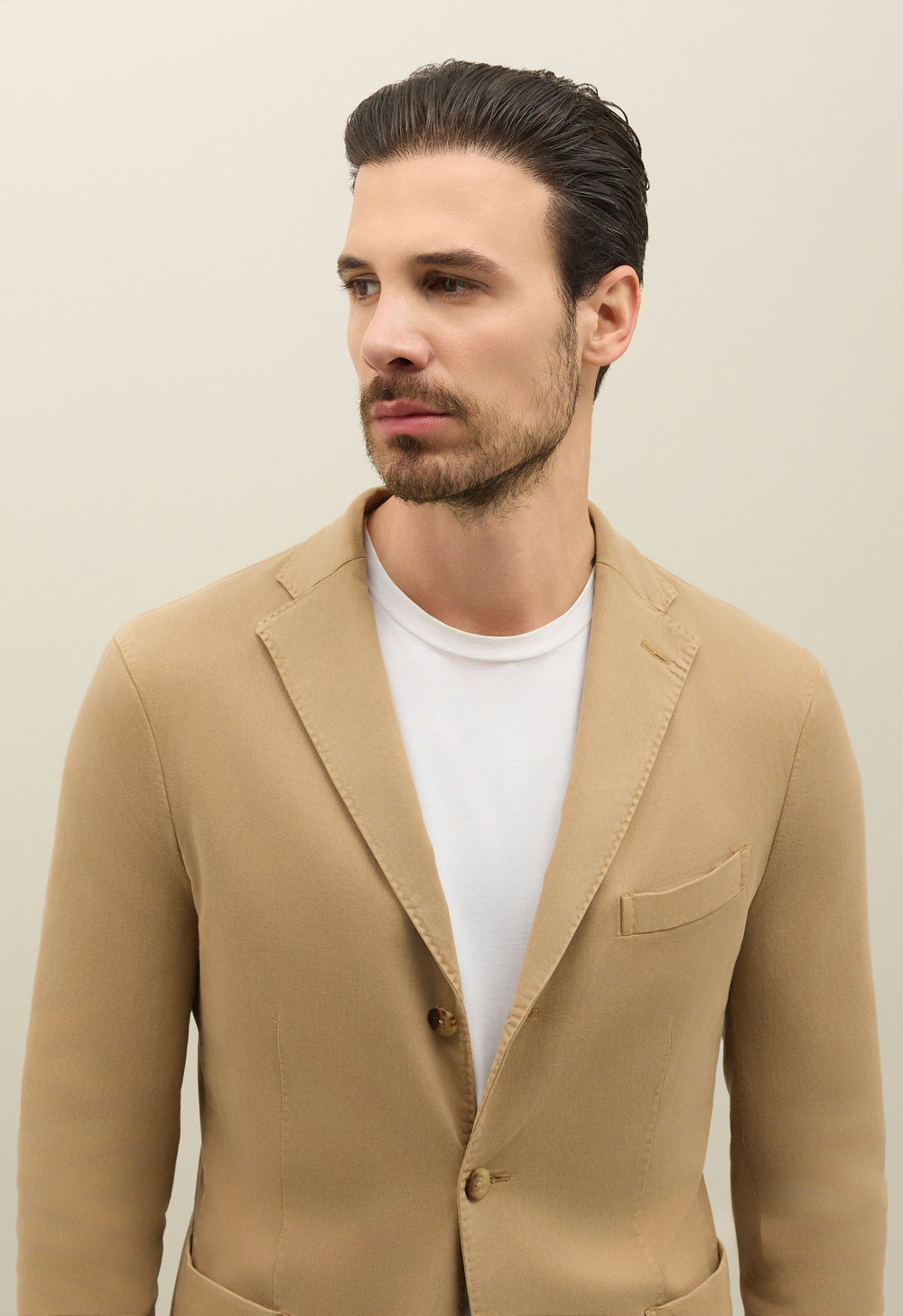 Hellbraune stückgefärbte K-Jacket aus Baumwolle und Tencel