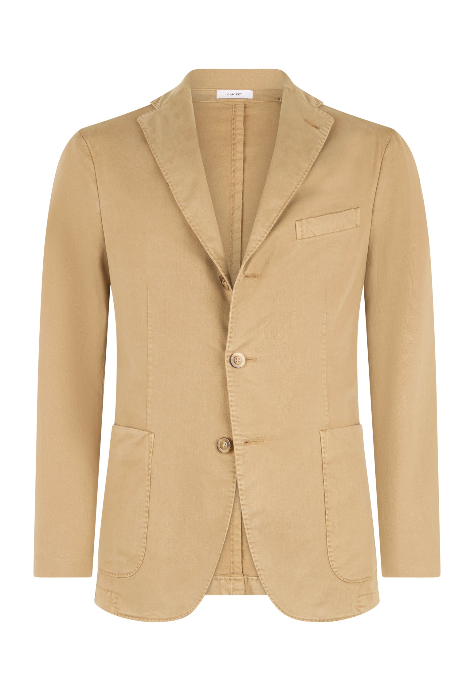 Hellbraune stückgefärbte K-Jacket aus Baumwolle und Tencel