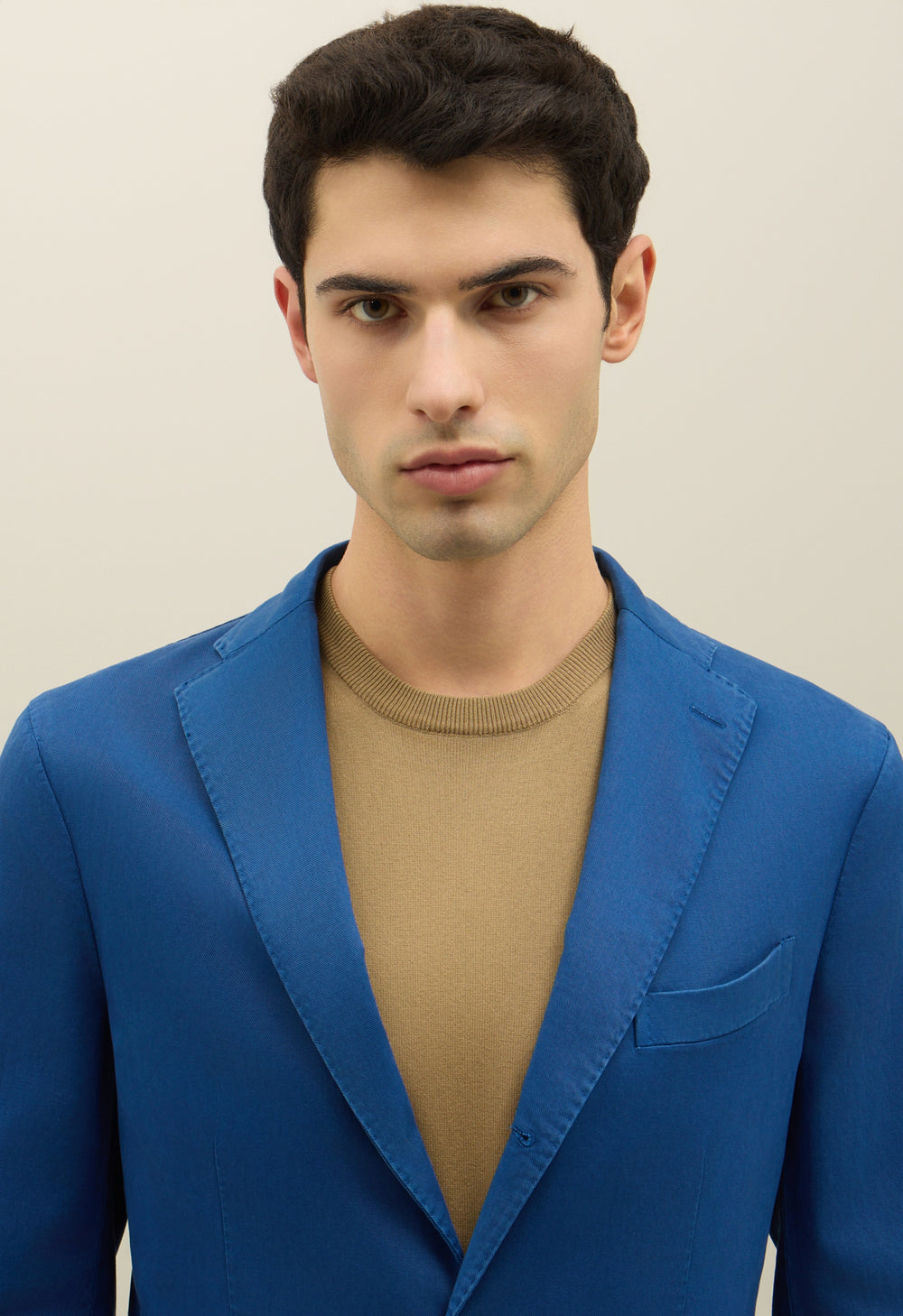 Blaue stückgefärbte K-Jacket aus Baumwolle und Tencel