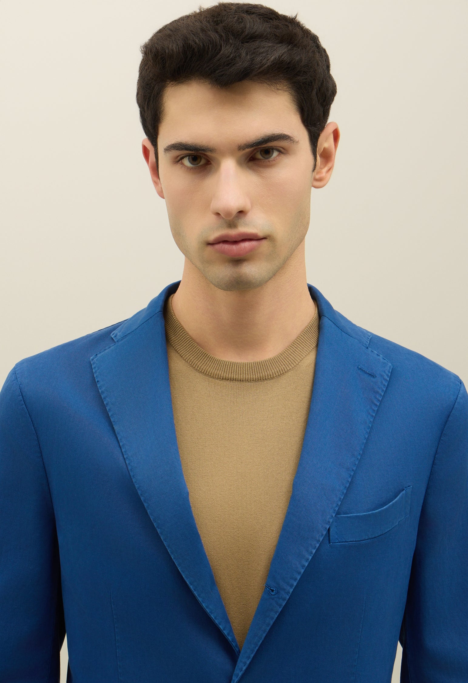 Blaue stückgefärbte K-Jacket aus Baumwolle und Tencel