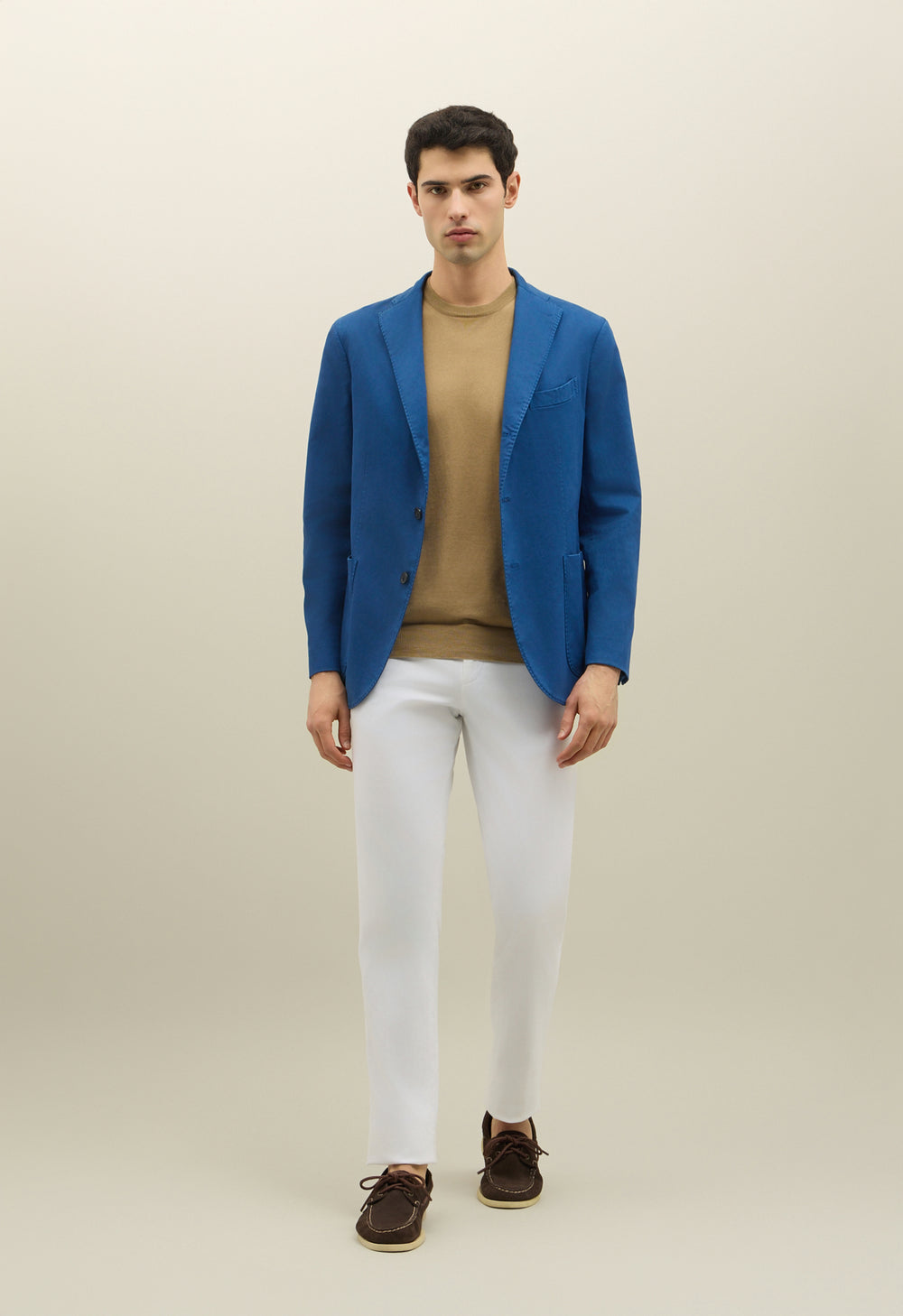 Blaue stückgefärbte K-Jacket aus Baumwolle und Tencel