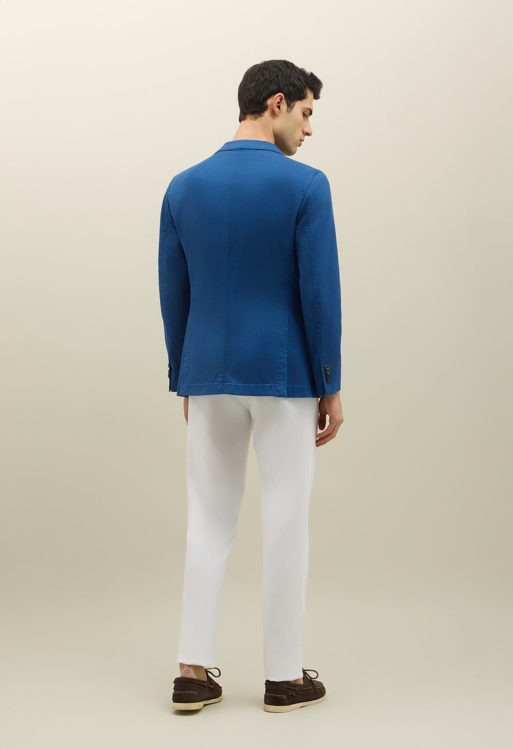 Blaue stückgefärbte K-Jacket aus Baumwolle und Tencel