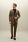 Brown Garment Dyed Cotton K-Suit with Three-Button Closure