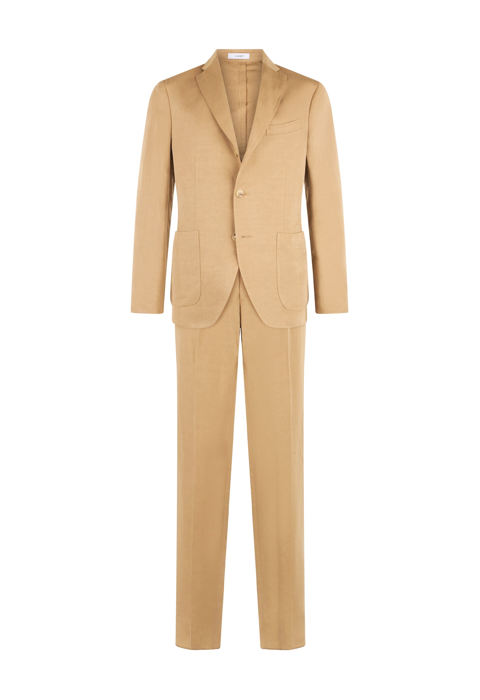 Dunkelbeiger K-Suit aus Leinen-Tencel-Satin