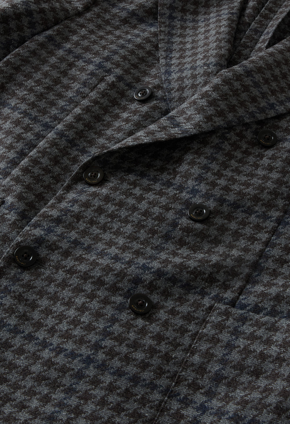 Grey Wool Cashmere Pied-de-poule double-breasted K-Jacket
