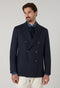 Blue Light Wool Honeycomb Double-Breasted K-Jacket