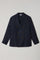 Blue Light Wool Honeycomb Double-Breasted K-Jacket with Brass Buttons