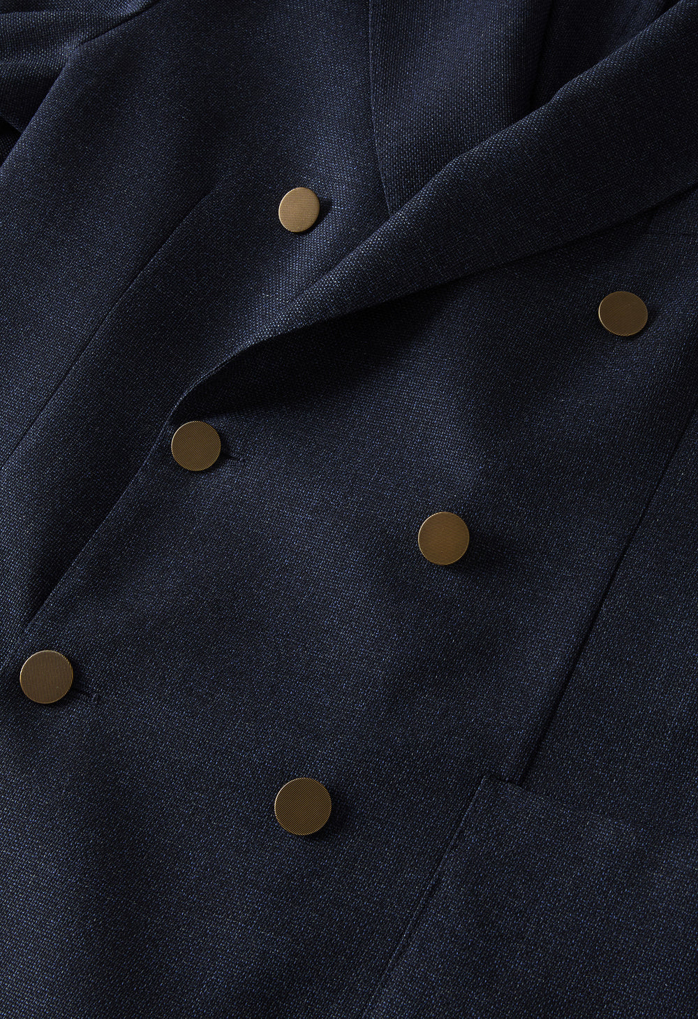Blue Light Wool Honeycomb Double-Breasted K-Jacket with Brass Buttons