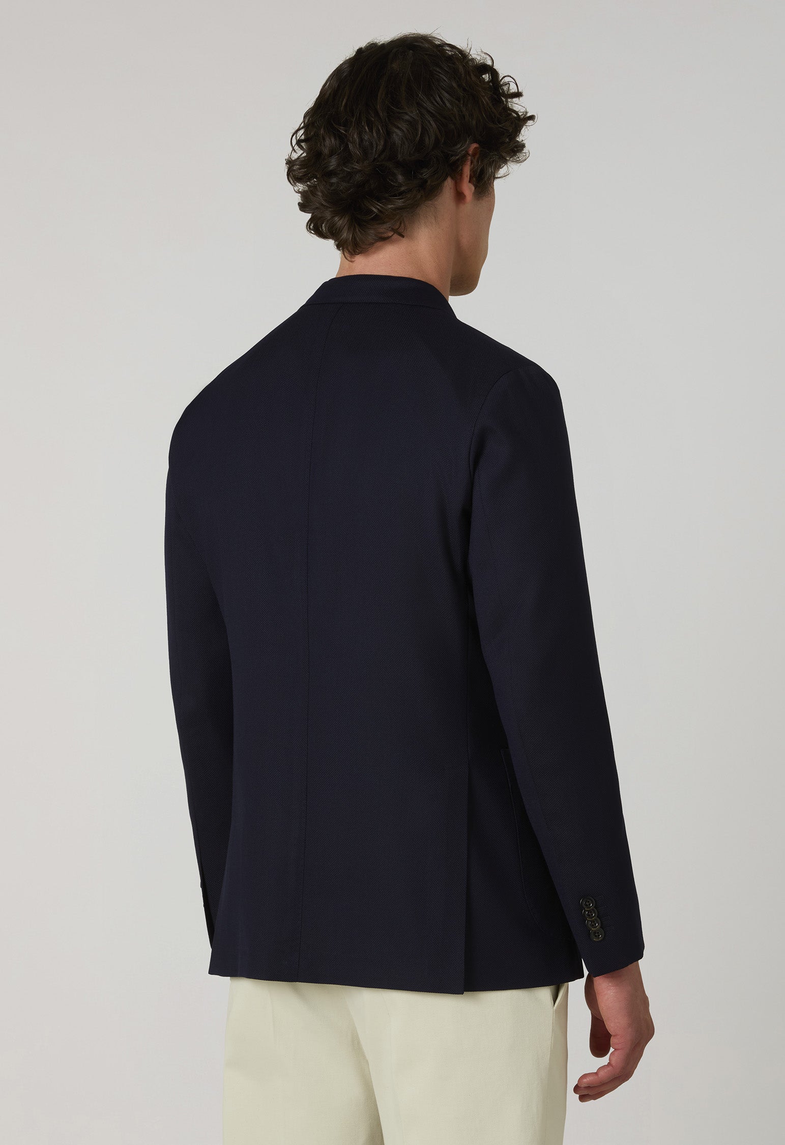 K-Jacket doppiopetto blu in lana leggera a nido d’ape