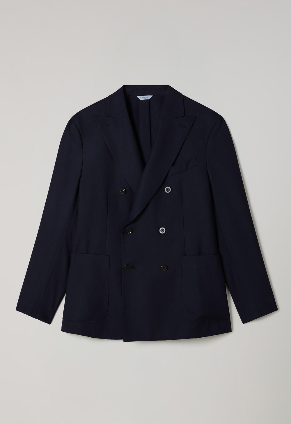Blue Light Wool Honeycomb Double-Breasted K-Jacket
