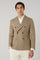 Weizenfarbe gemusterte zweireihige K-Jacket aus Prince-of-Wales-Leinen