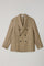 Weizenfarbe gemusterte zweireihige K-Jacket aus Prince-of-Wales-Leinen