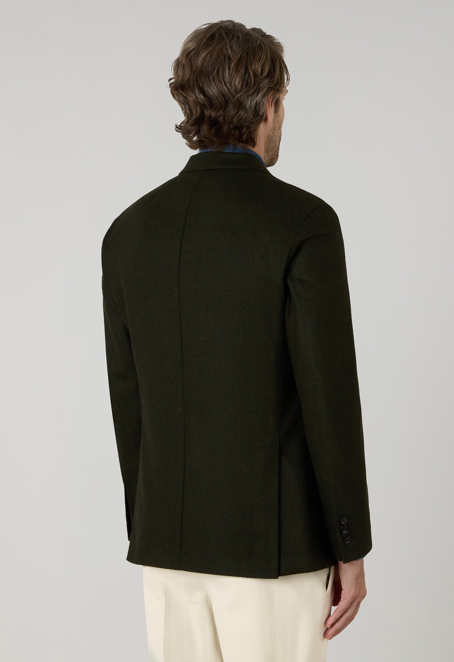 Dark Green Washed Flannel double-breasted K-Jacket