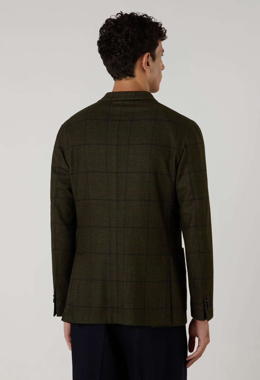 Green Garment Dyed Overcheck Wool double-breasted K-Jacket