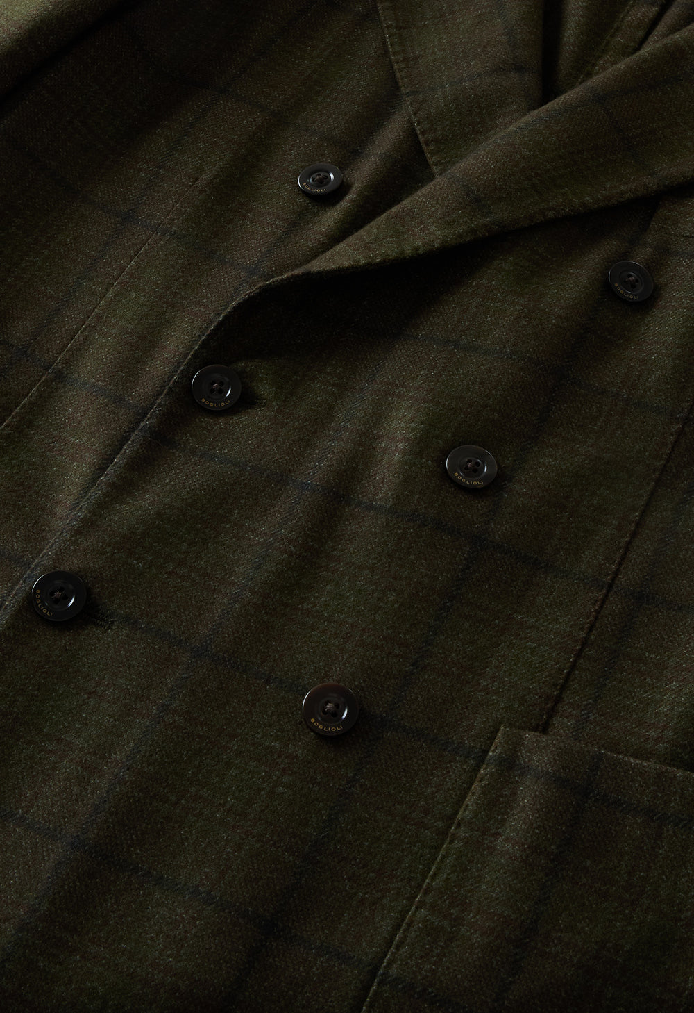 Green Garment Dyed Overcheck Wool double-breasted K-Jacket