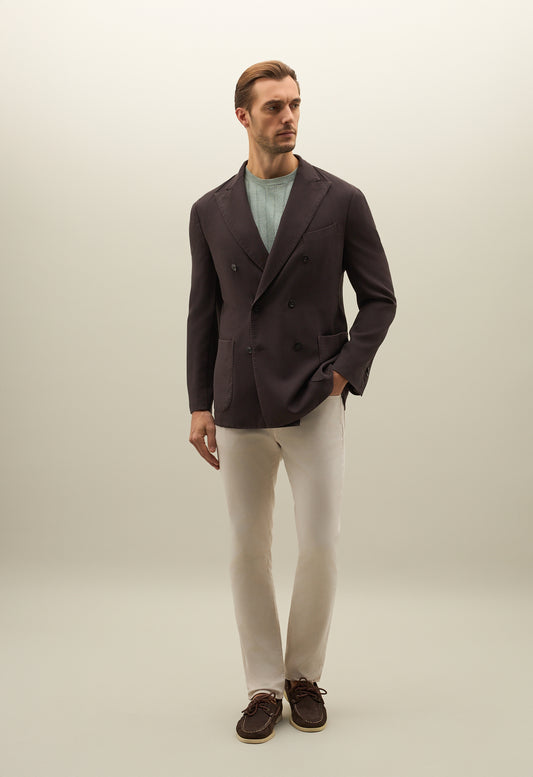 Brown High Performance Crêpe Wool double-breasted K-Jacket