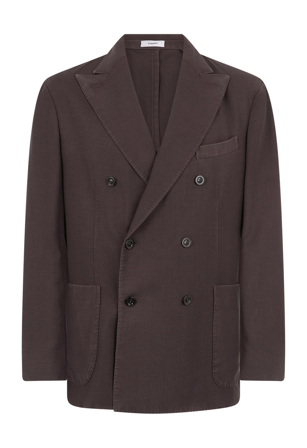 Braunes Zweireihige K-Jacket aus High-Performance-Wollkrepp