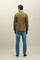 Khaki Zweireihige K-Jacket aus Baumwoll-Leinen-Twill
