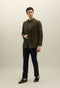 Blaue doppelreihige K-Jacket aus Baumwoll-Leinen-Twill