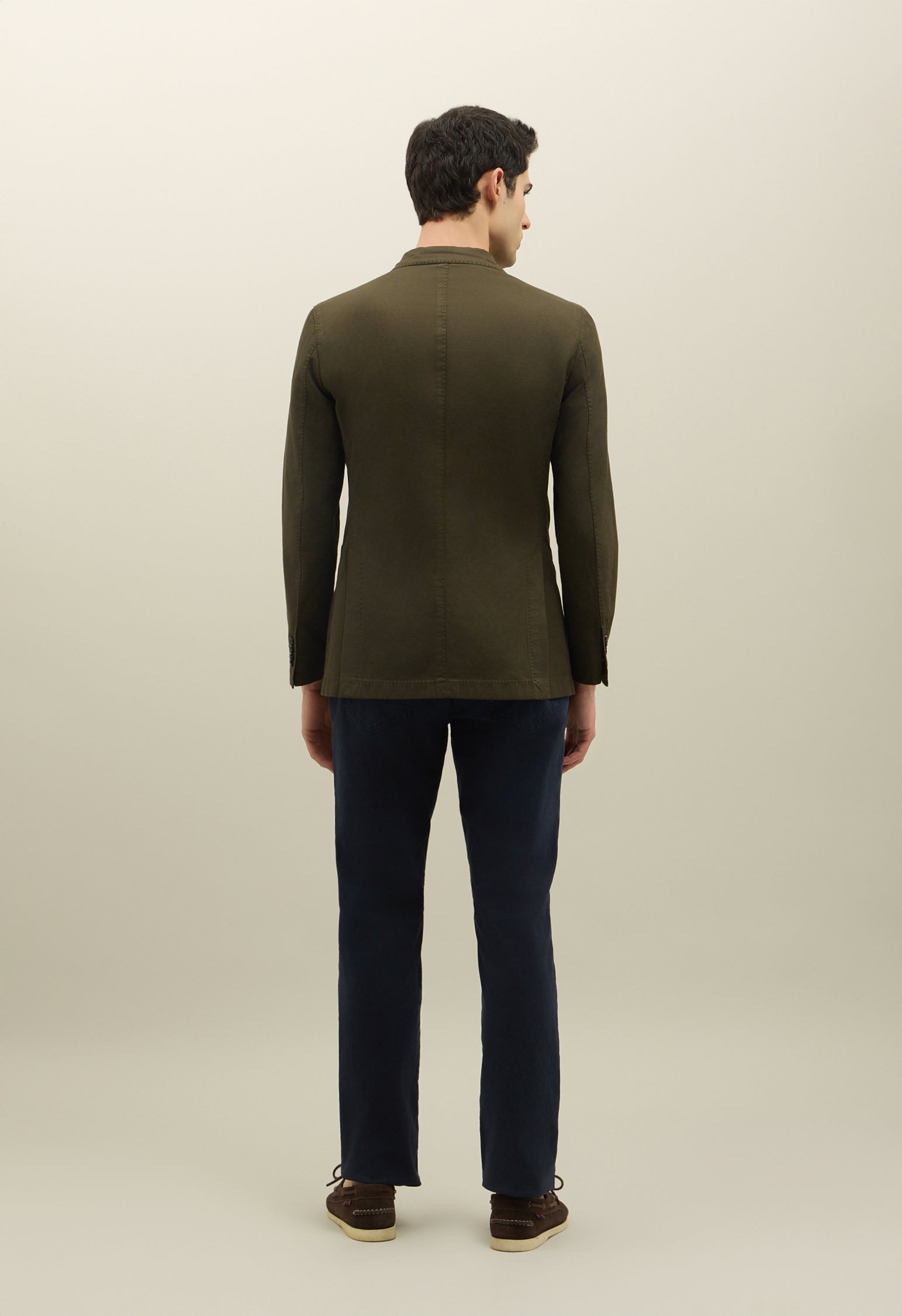 K-Jacket doppiopetto in twill di cotone e lino verde scuro