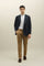 Blaue doppelreihige K-Jacket aus Baumwoll-Leinen-Twill