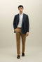 Blaue doppelreihige K-Jacket aus Baumwoll-Leinen-Twill