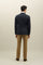 Blaue doppelreihige K-Jacket aus Baumwoll-Leinen-Twill