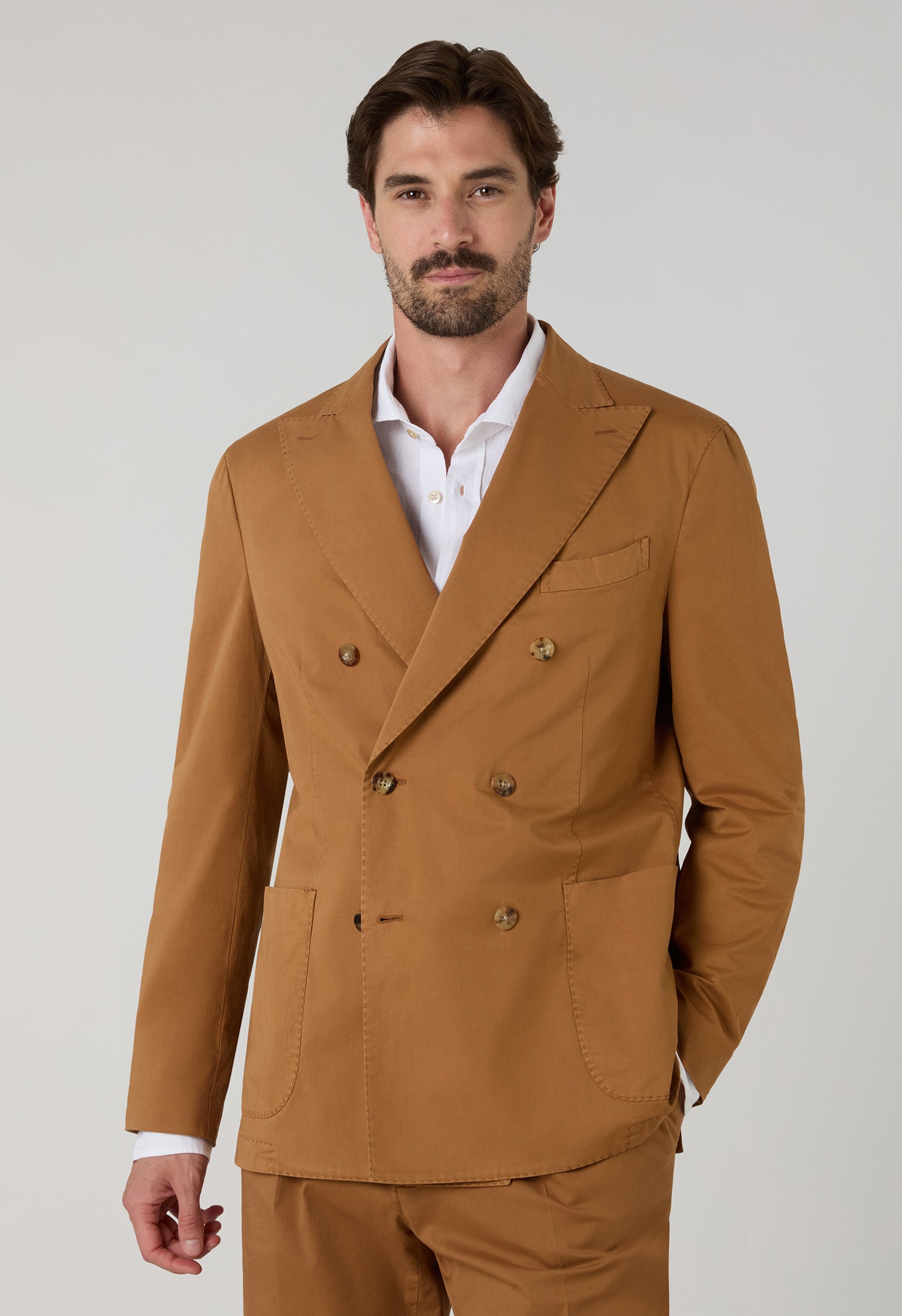 Orange Garment Dyed Supima Cotton Double-Breasted K-Suit