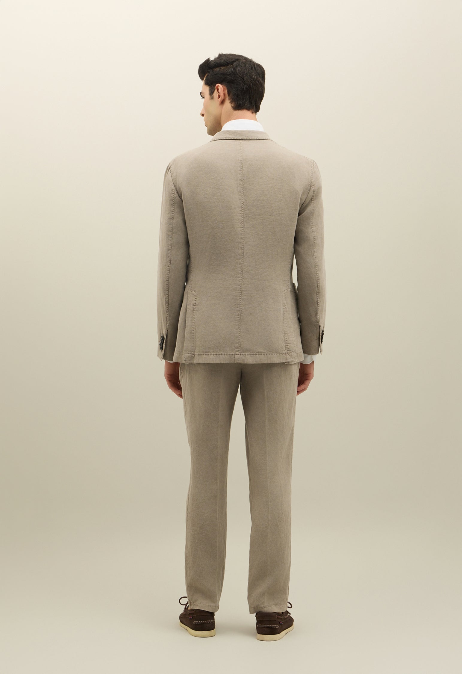 Beige Tinto Terra Linen double-breasted K-Suit