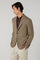 K-Jacket marrone chiaro in lana leggera a nido d’ape con revers ampi