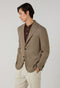 K-Jacket marrone chiaro in lana leggera a nido d’ape con revers ampi