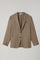 K-Jacket marrone chiaro in lana leggera a nido d’ape con revers ampi