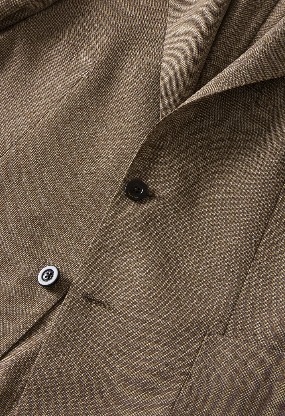 K-Jacket marrone chiaro in lana leggera a nido d’ape con revers ampi