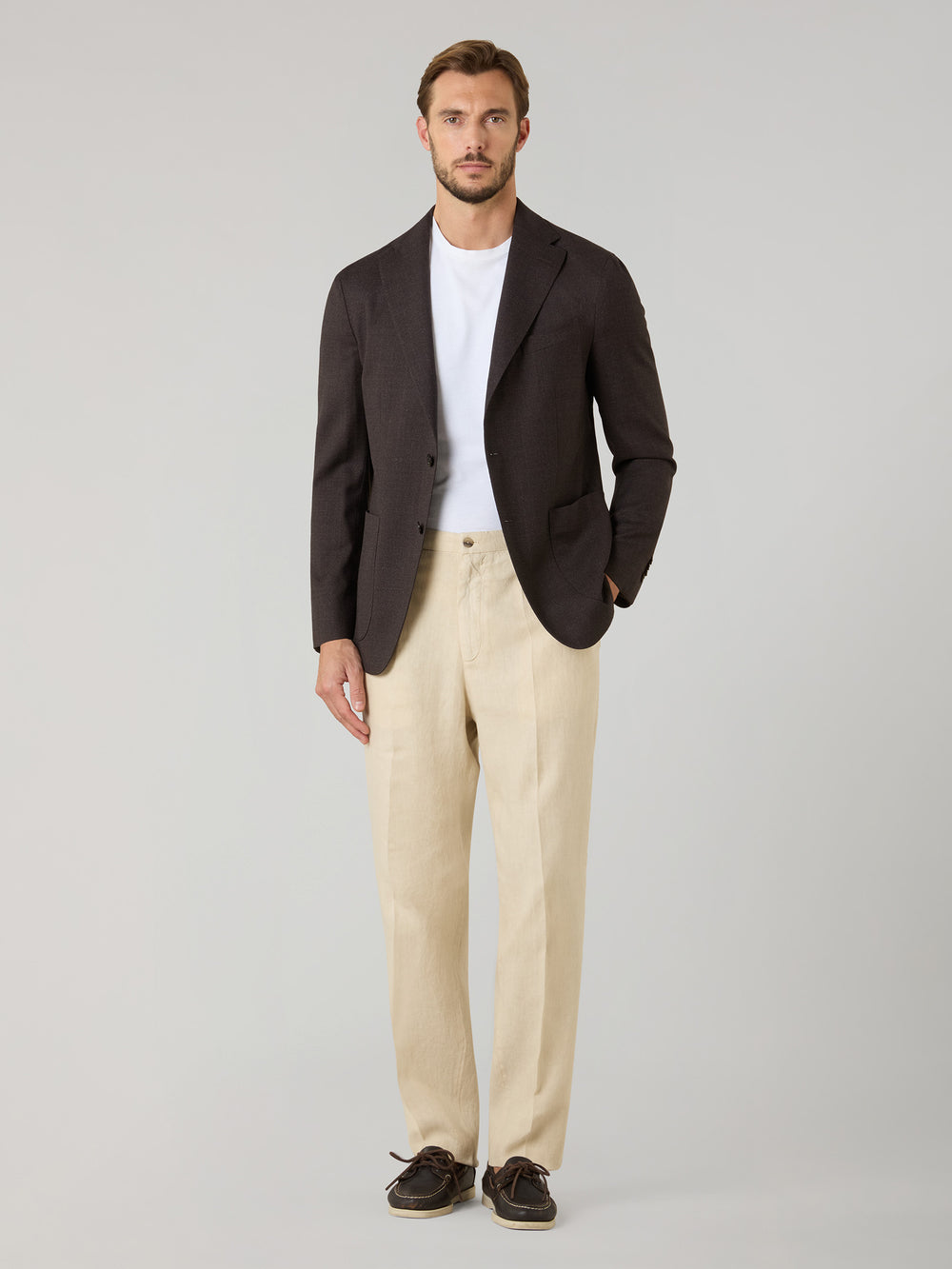 K-Jacket in lana leggera a nido d'ape marrone