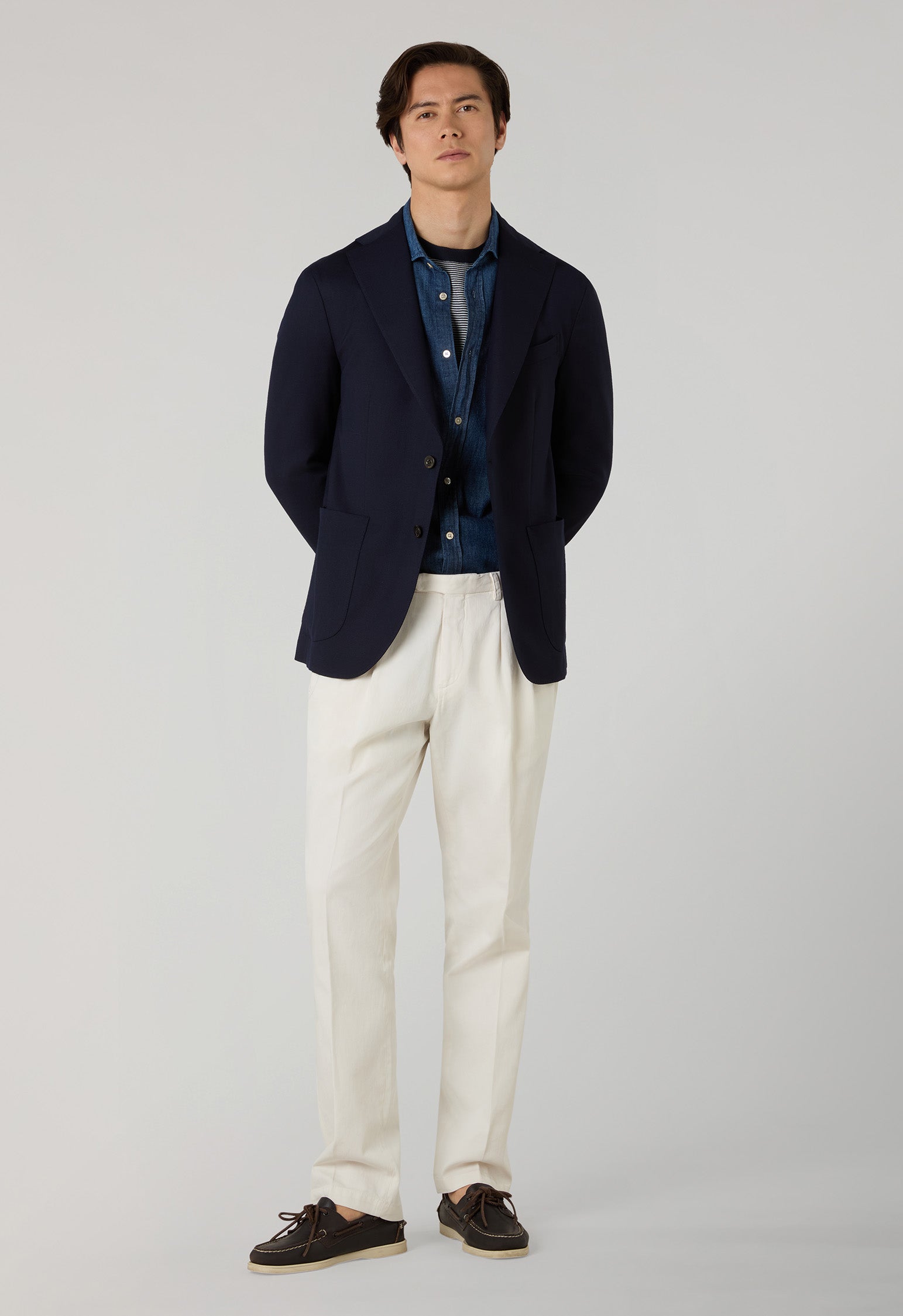 K-Jacket in lana leggera a nido d'ape blu