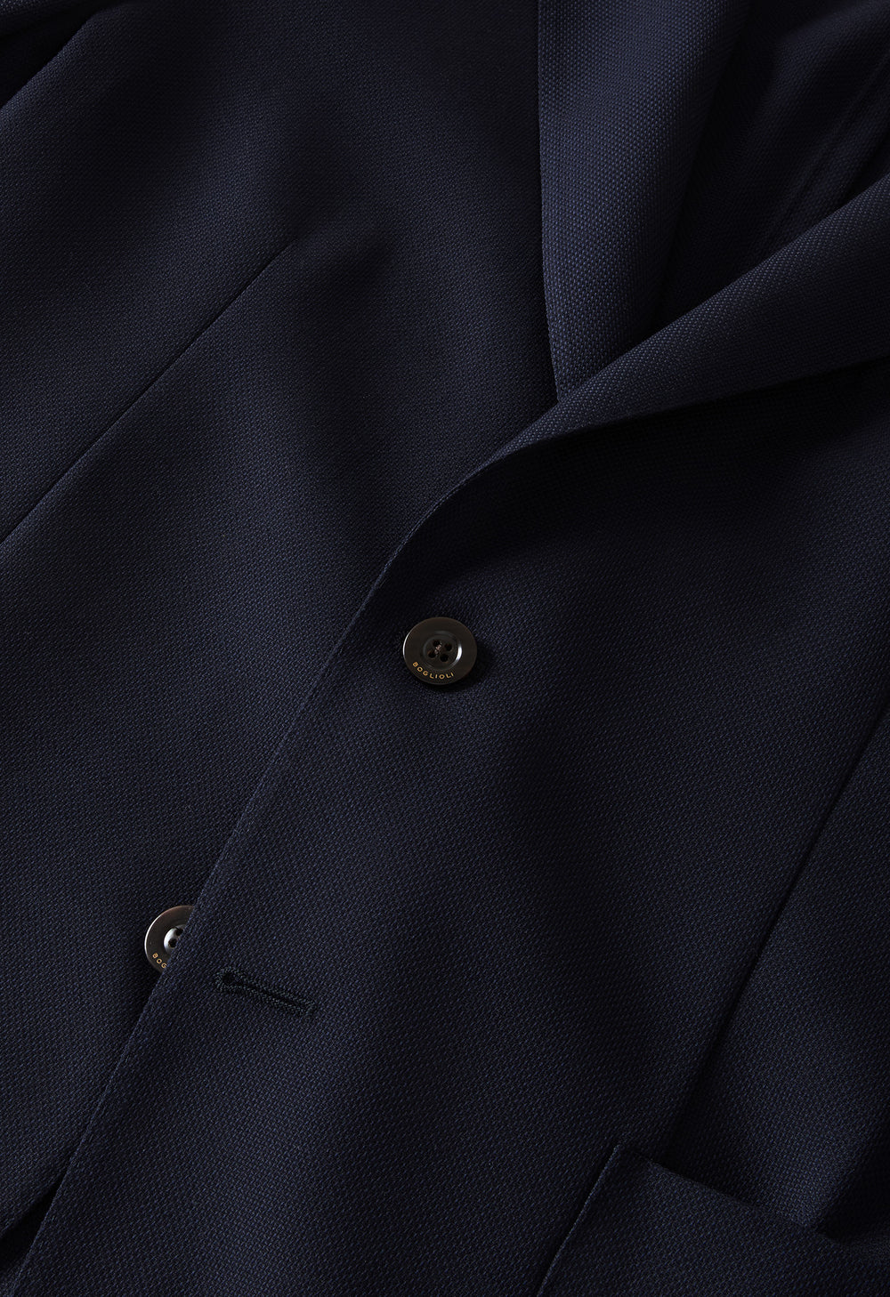 K-Jacket in lana leggera a nido d'ape blu
